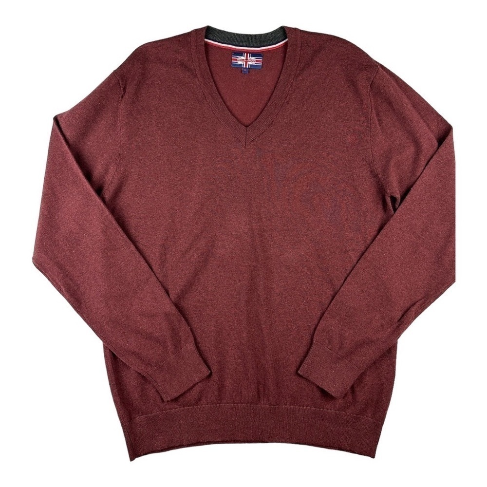 Soul Of London Burgundy V-Neck Sweater Size XL